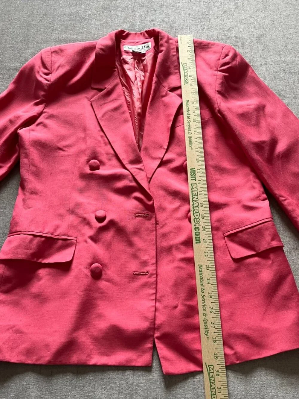 Vintage Christian Dior Blazer Women 12 Pink Rayon Sports Coat Button READ